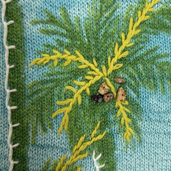 Vintage Susan Bristol Y2K Sz L Palm Tree Embroidered Beaded Cardigan - Picture 9 of 15